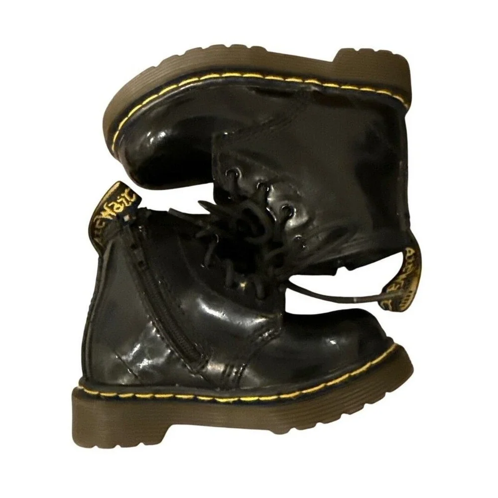 Dr. Martens Brooklee Patent Leather Combat Boots Toddler Sz 5 Black Grunge Ankle